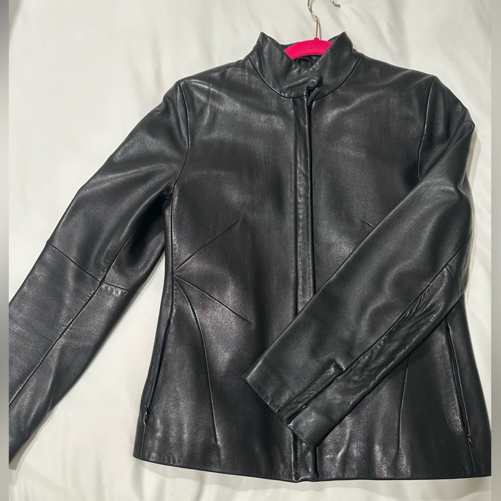 Kenneth Cole Black  Leather Jacket size Small